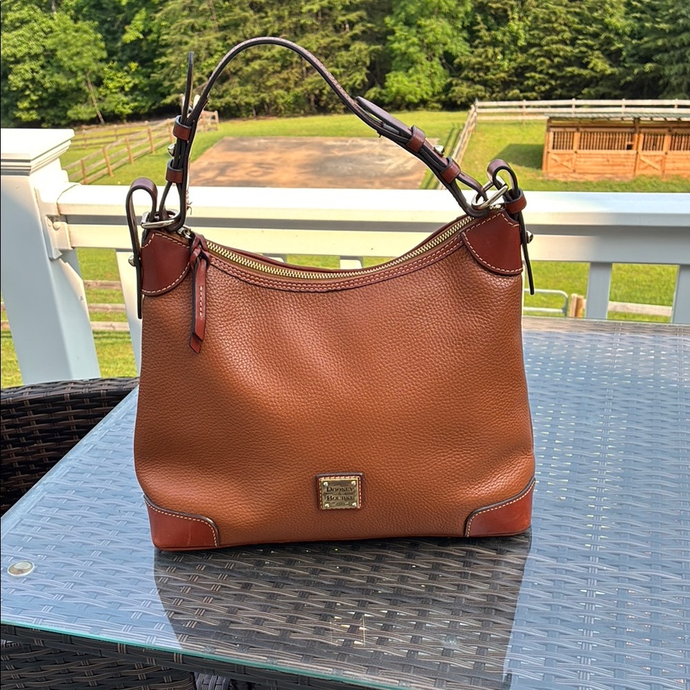 Dooney & Bourke Brown Shoulder Bag with Gold Accents